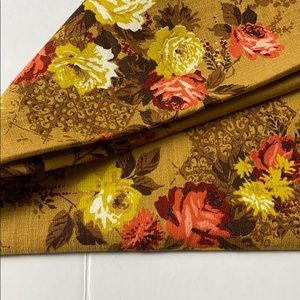 Vintage MCM Barkcloth Fabric Roses 4+ Yds